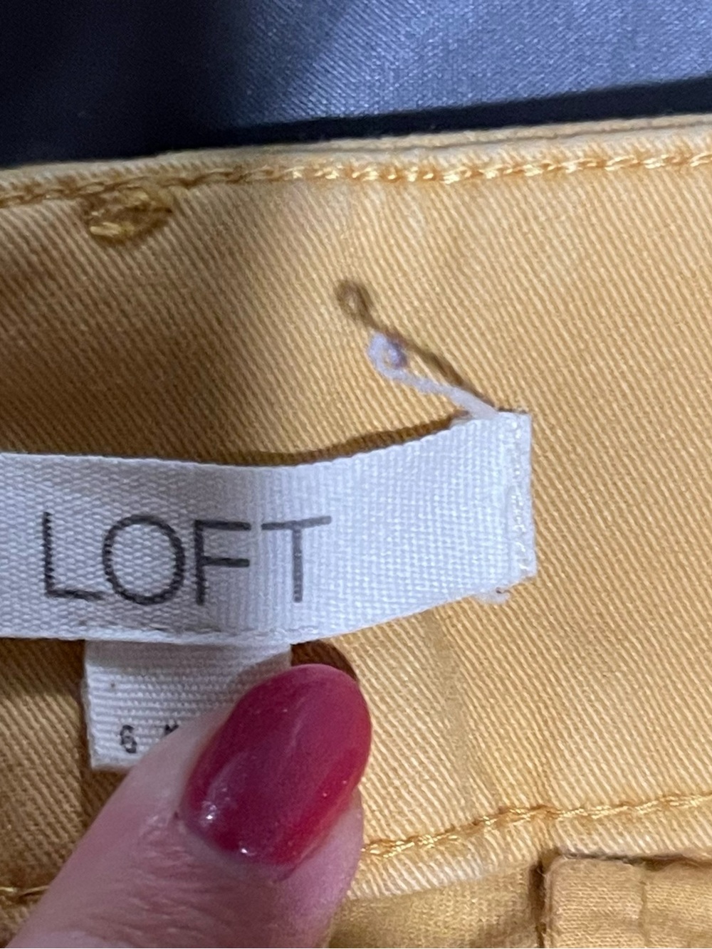 LOFT Yellow Cropped Pants with Scalloped Eyelet Hem - Picture 7 of 10